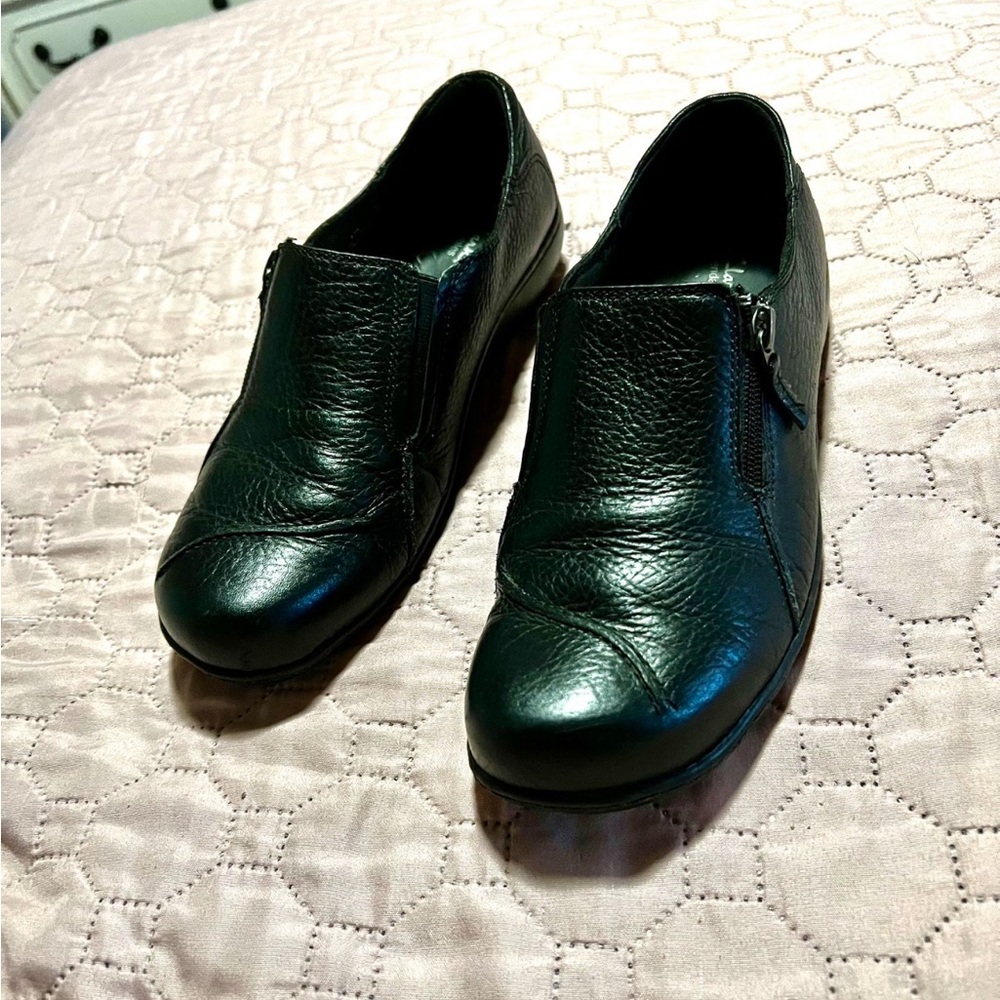 Black Leather Slip-On Shoes